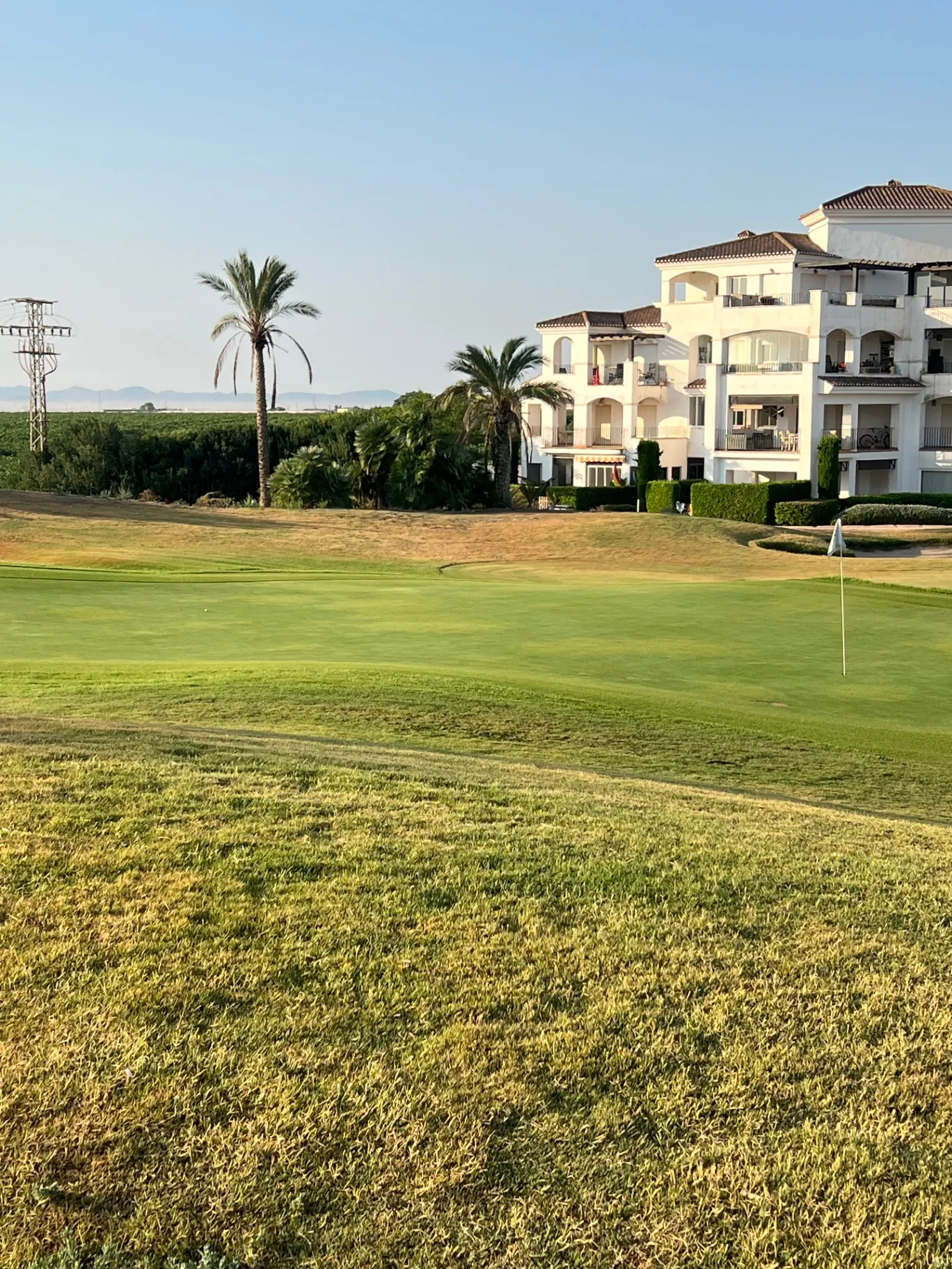 Manicured green fronting the resort townhouses